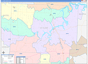 St. Clair County Wall Map Color Cast Style